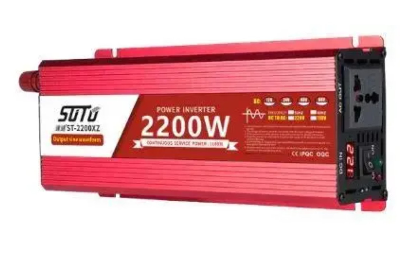 Інвертор напруги правильної синусоїди Sutu 12 V / 220 V 2200 W / 1100 W — 50 Hz для котлів / холодильників / насосів