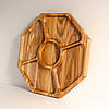 Менажниця дерев'яна секційна тарілка з розділювачами для подачі м'ясних страв та закусок "Монета" ясень 29 см, фото 5