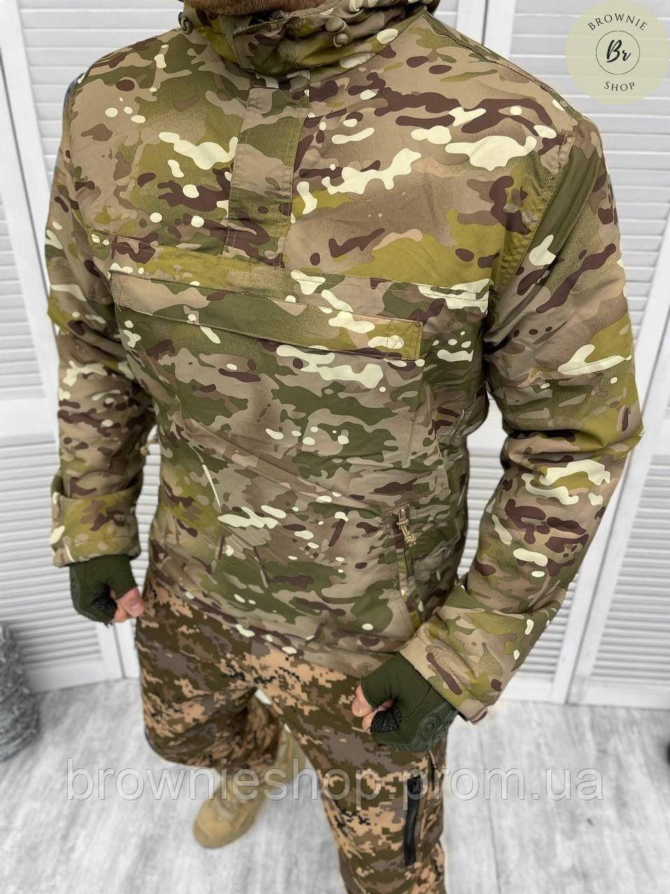 Анорак вітровка на флісі Brandit M65 сезон весна / Військова куртка анорак Brandit на камуфляж(арт. 13386)