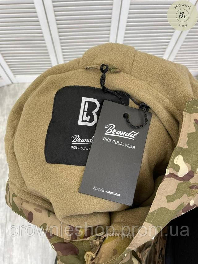 Армійська куртка анорак вітровка Brandit на флісі камуфляж