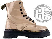 Женские ботинки Dr. Martens Jadon Patent Beige Lacquer (с мехом) ALL02878