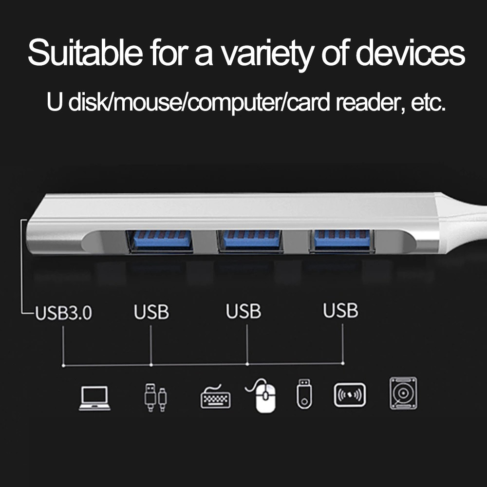 USB-хаб Smostisy 4-Port с 1 - USB 3.0 и 3 - USB 2.0, 10см Black - фото 4 - id-p1756646656