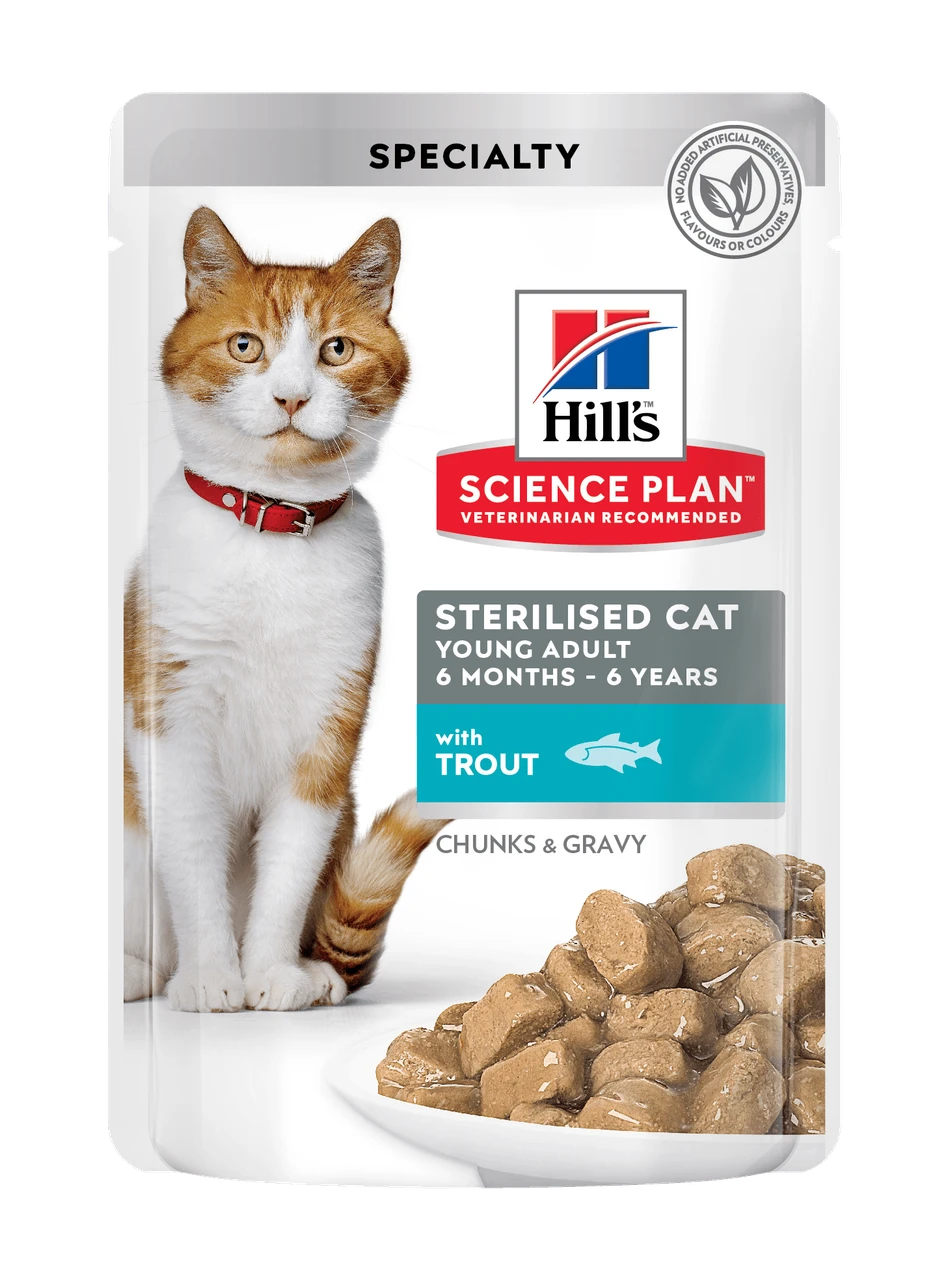 Вологий Корм Hill's Science Plan Young Adult Sterilised для стерилізованих молодих/дорослих котів із тріскою
