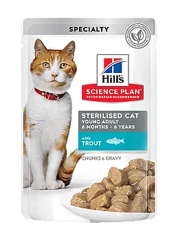 Вологий Корм Hill's Science Plan Young Adult Sterilised для стерилізованих молодих/дорослих котів із тріскою
