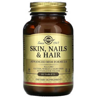 Добавка для волося шкіри та нігтів, Solgar Skin Nails & Hair Advanced MSM Formula 60 таблеток