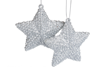 Набір ялинкових прикрас Зірка 2шт 7,5см срібло глітер БОНА ДИ