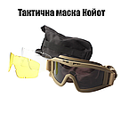 Тактичні захисні окуляри, маска Daisy зі змінними лінзами / Панорамні незапітніючі. Койот, фото 3