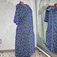 Жіночий бавовняний халат на ґудзиках із поясом домашній халат великі розміри 68, 70, 72