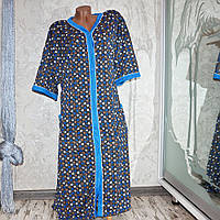 Жіночий бавовняний халат на ґудзиках із поясом домашній халат великі розміри 70, 72, 74