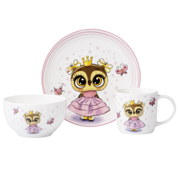 Набір дитячого посуду Princess owl 3 пр.: (тарілка/міска/чашка) порцеляна AR3453OS Ardesto