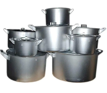 Набір каструль 8 предметів циліндричні (каструлі 2,5/3,5/4,5/6,0/8,0/10/15/20л) алюміній Interos