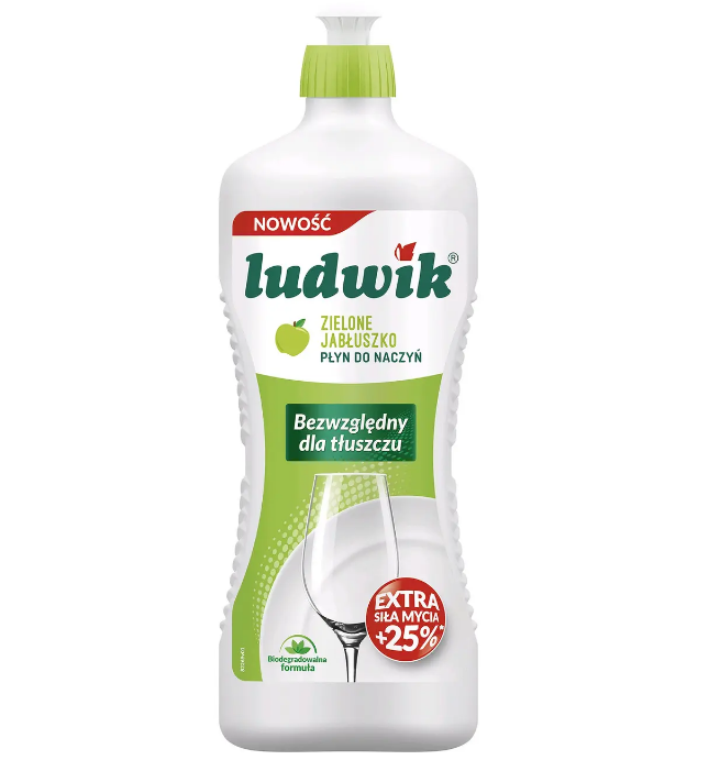 Засіб для миття посуду 900гр Зелене яблуко Ludwik