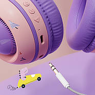 Дитячі навушники X DINOSAURS для телефону, планшета, бездротові Bluetooth з RGB підсвічуванням, FM, Mp3, фото 9