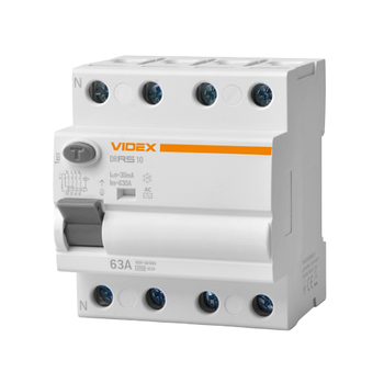 Диференційне реле AC 30мА 10 kA 4Р 63А Resist Videx