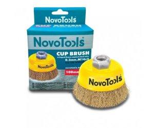 Щітка торцева d125мм гофрована латунь NovoTools NovoAbrasive, фото 1