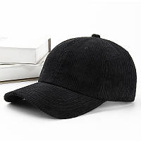 Кепка черная / кепка в рубчик / унисекс / кепка на осень / бейсболка