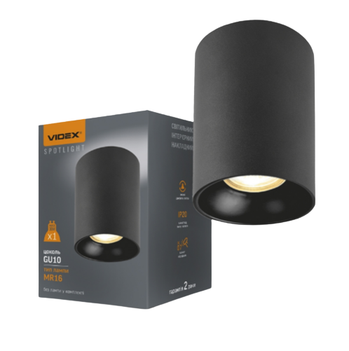 LED Світильник накладний під лампу GU10 чорний VL-SPF14A-B Videx