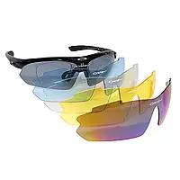 Защитные тактические солнцезащитные очки с поляризацией Oakley black .спортивные 5 линз