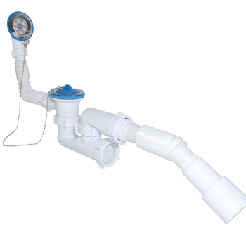 Сифон 1 1/2" d40/50мм для ванної регульований з переливом з гофротрубою Waterstal