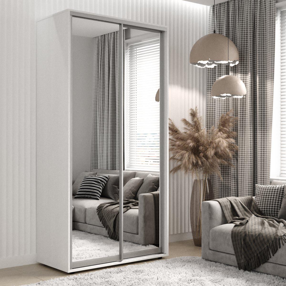 Двухдверный Шкаф Купе Viant 1-3 120x45x220 Белый Зеркало — Купить ...