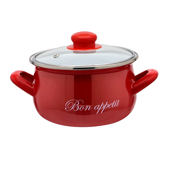 Каструля глибока 5,1л d22см з кришкою Bon appetit червоний 2234 C Interos
