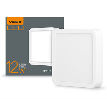 LED Світильник накладний квадратний 12W 5000К 220V VL-DLSS-125 Videx