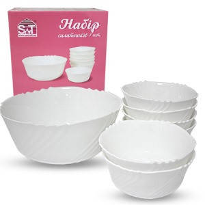 Набір салатників 7 предметів (d22,9см-2,3л*1шт/d12,7см-400мл*6шт) білий 30056-00 S&T