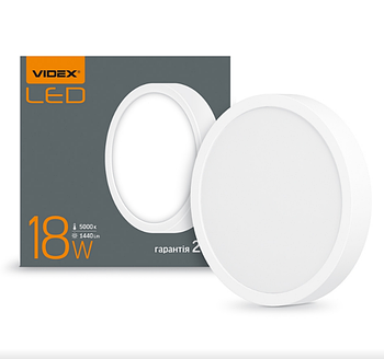 LED Світильник накладний круглий 18W 5000К 220V VL-DLRS-185 Videx