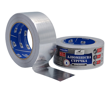 Стрічка клейка армована 50мм*25м 180мкм срібна Мустанг