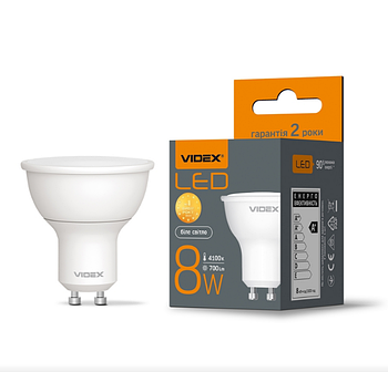 Лампа MR16e 8W GU10 4100К 220V LED Videx
