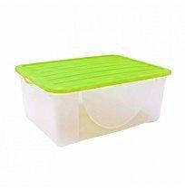 Ємність 22л для зберігання речей з кришкою прозорий/оливковий Алеана