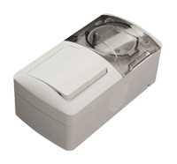 Вимикач подвійний с розеткой з/з. 554-011500-922 Eva