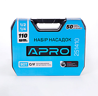 Набір насадок 90T 1/4"; 1/2" CrV 110 шт. APRO, фото 5