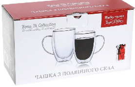 Набір чашок 2 шт 450 мл із подвійними стінками скло 599-107