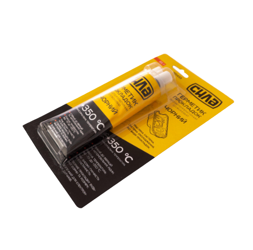 Герметик прокладок силіконовий 85г високотемпературний +350°С чорний СИЛА, фото 1