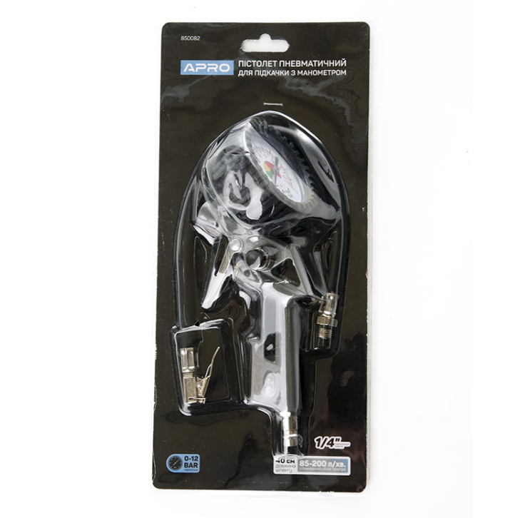 Пневмопістолет для підкачки 12 бар 85-200л/хв з манометром APRO, фото 1