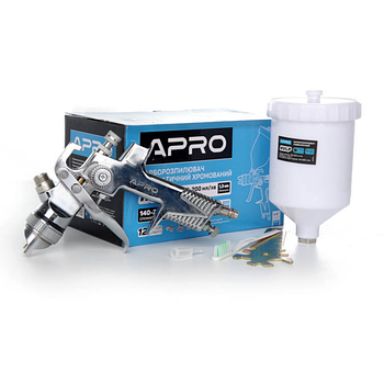 Фарборозпилювач HVLP d1,3 мм із верхом.бачком пластик 600 мл хром APRO