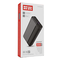 Павербанк 30000mAh ColorWay CW-PB300LPA3BK-PD 22,5W QC+PD черный