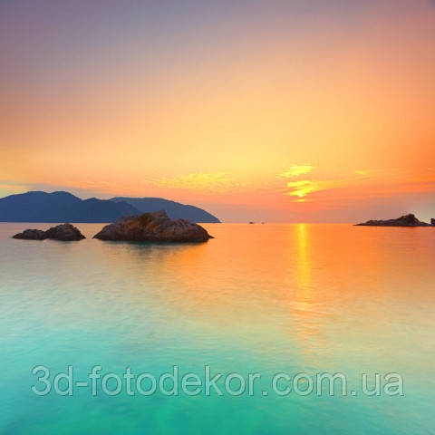 Фотошпалери "Блакитне море на заході" - Будь-який розмір! Читаємо опис!