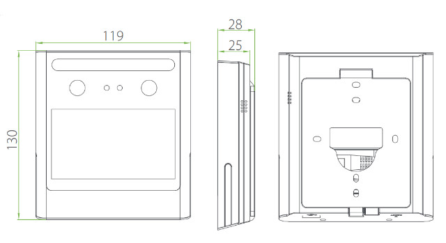 Розміри - ZKTeco EFace10 Wi-Fi