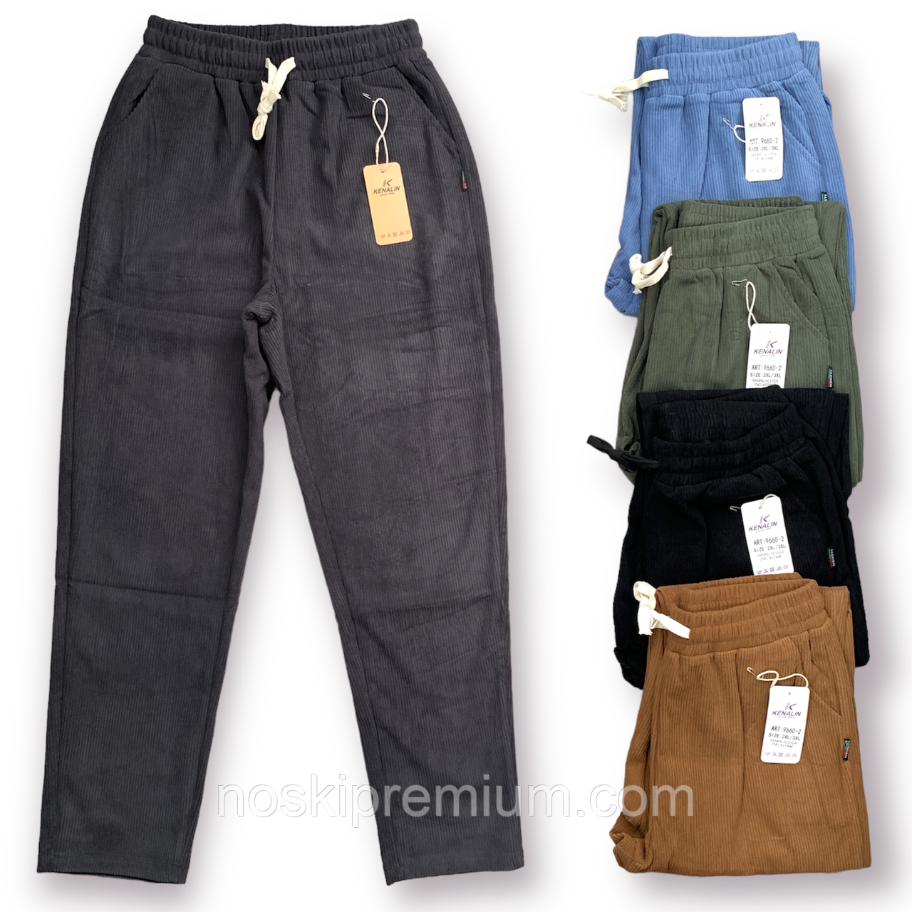 Штани жіночі вельвет кольорові Kenalin, розмір 4XL-5XL, асорті, 9660-2, фото 1