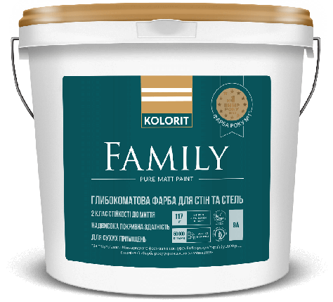 Інтер'єрна фарба Kolorit Family глубокоматова 0.9л, фото 1