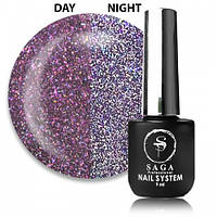 Гель-лак Saga Professional Fiery Gel 17 бузковий зі світловідбиваючими шимерами, 9мл