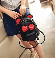Маленький детский рюкзак сумочка Микки Маус с ушками. Мини рюкзачок сумка для ребенка 2 в 1 Розовый Черный