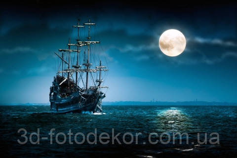 Фотошпалери "Корабель і місяць" - Будь-який розмір! Читаємо опис!