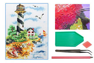 Мозаїка алмазна 5D Маяк 31*40 см.