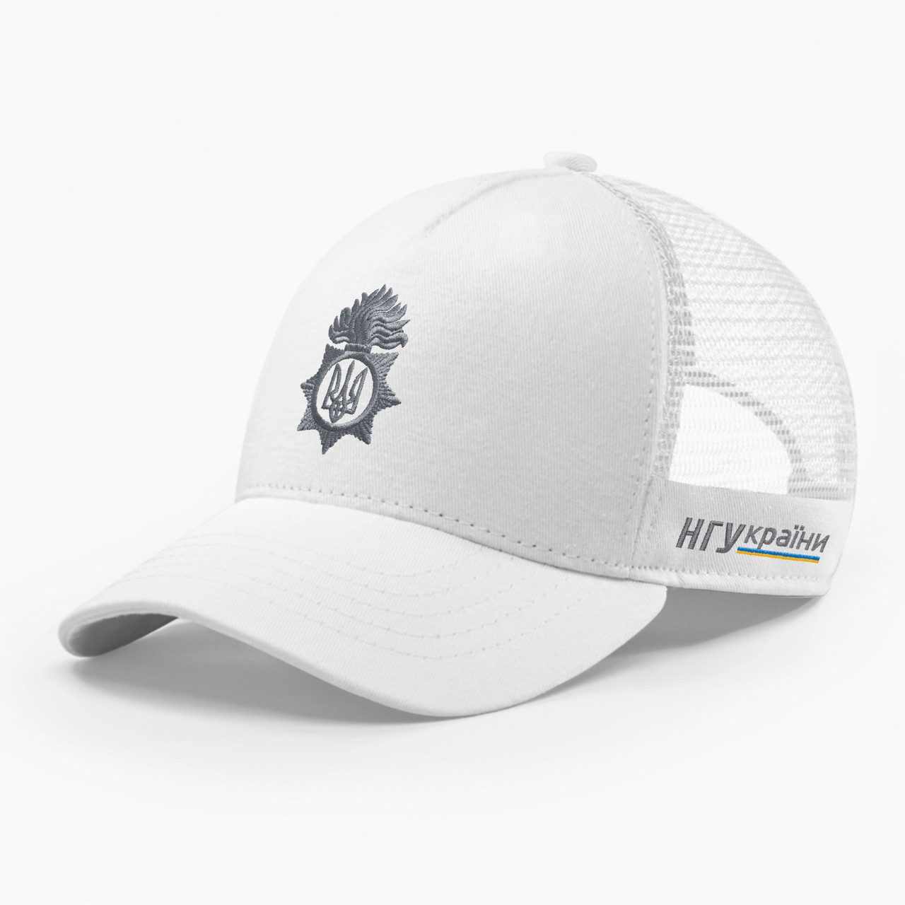 Кепка бейсболка з сіткою тракер INAL з кокардою НГУ S / 53-54 Білий 109553, фото 1