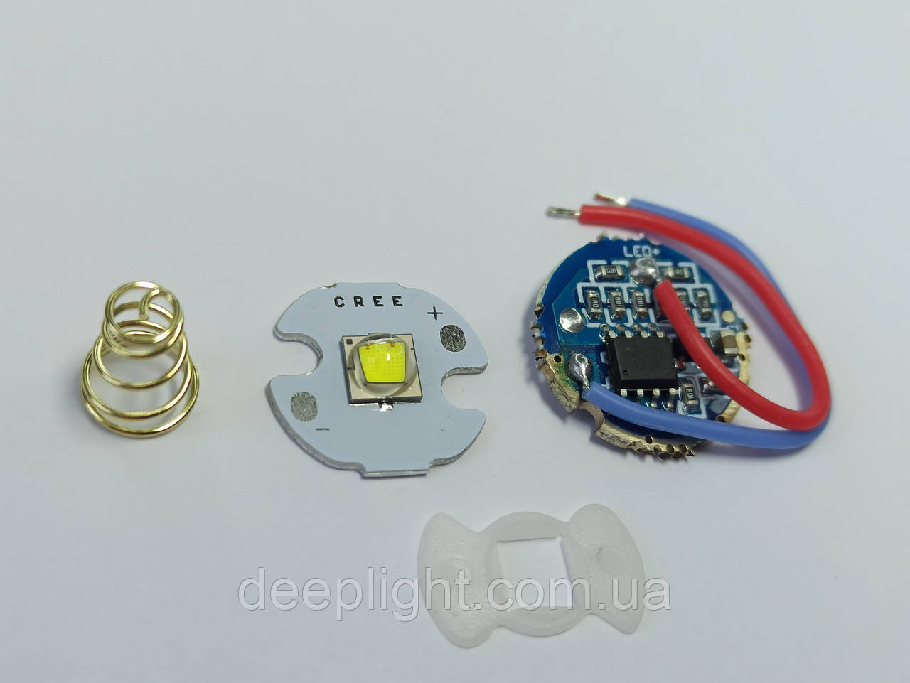 SST40 6500К + драйвер 17мм 2.2А + пружина + ізолятор комплект для потужного ліхтаря ремонту 3.0-4.2Вольт, фото 1