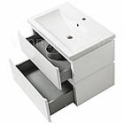 Тумба ЮВВІС для ванної кімнати 70 см біла підвісна ЛІОН з умивальником КОМО, фото 2