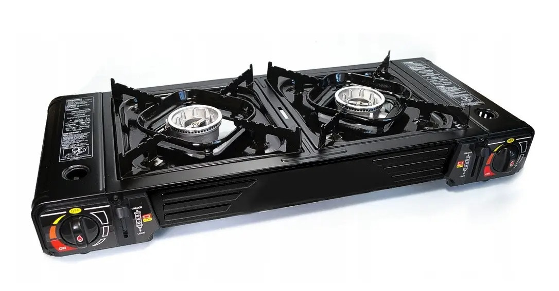 Плита газова туристична на 2 конфорки під газові балони Alpen Camping Texas 2300 Вт